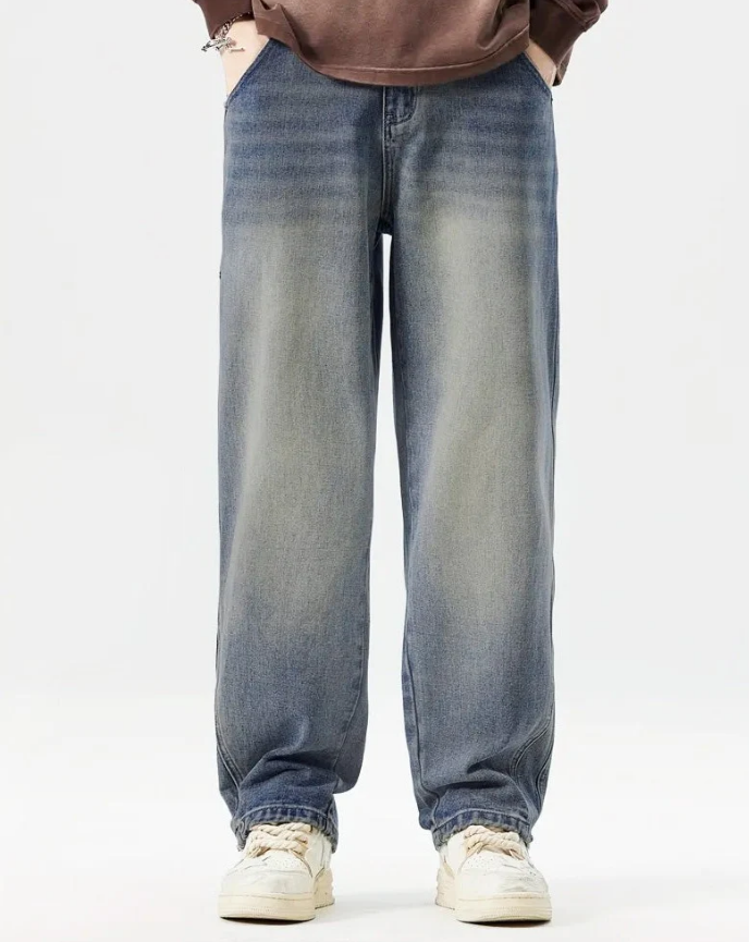 Blue Relaxed Fit Baggy Jeans – Casual Comfort