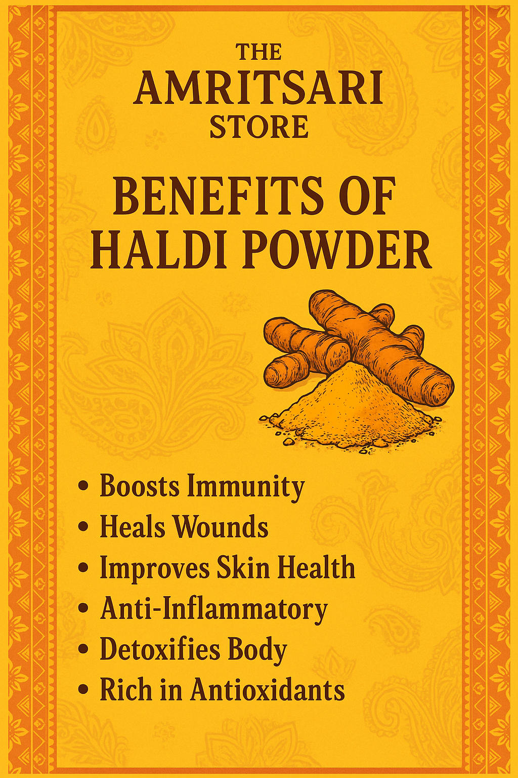 Turmeric Powder (Haldi) – Pure, Stone-Ground & Iron-Pounded | Antioxidant, Anti-Inflammatory | Chemical-Free | Made in Punjab