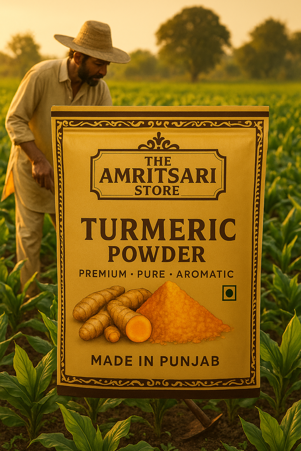 Turmeric Powder (Haldi) – Pure, Stone-Ground & Iron-Pounded | Antioxidant, Anti-Inflammatory | Chemical-Free | Made in Punjab