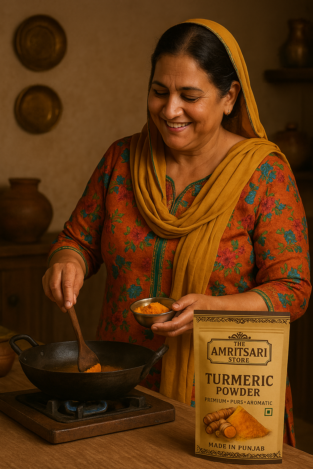 Turmeric Powder (Haldi) – Pure, Stone-Ground & Iron-Pounded | Antioxidant, Anti-Inflammatory | Chemical-Free | Made in Punjab