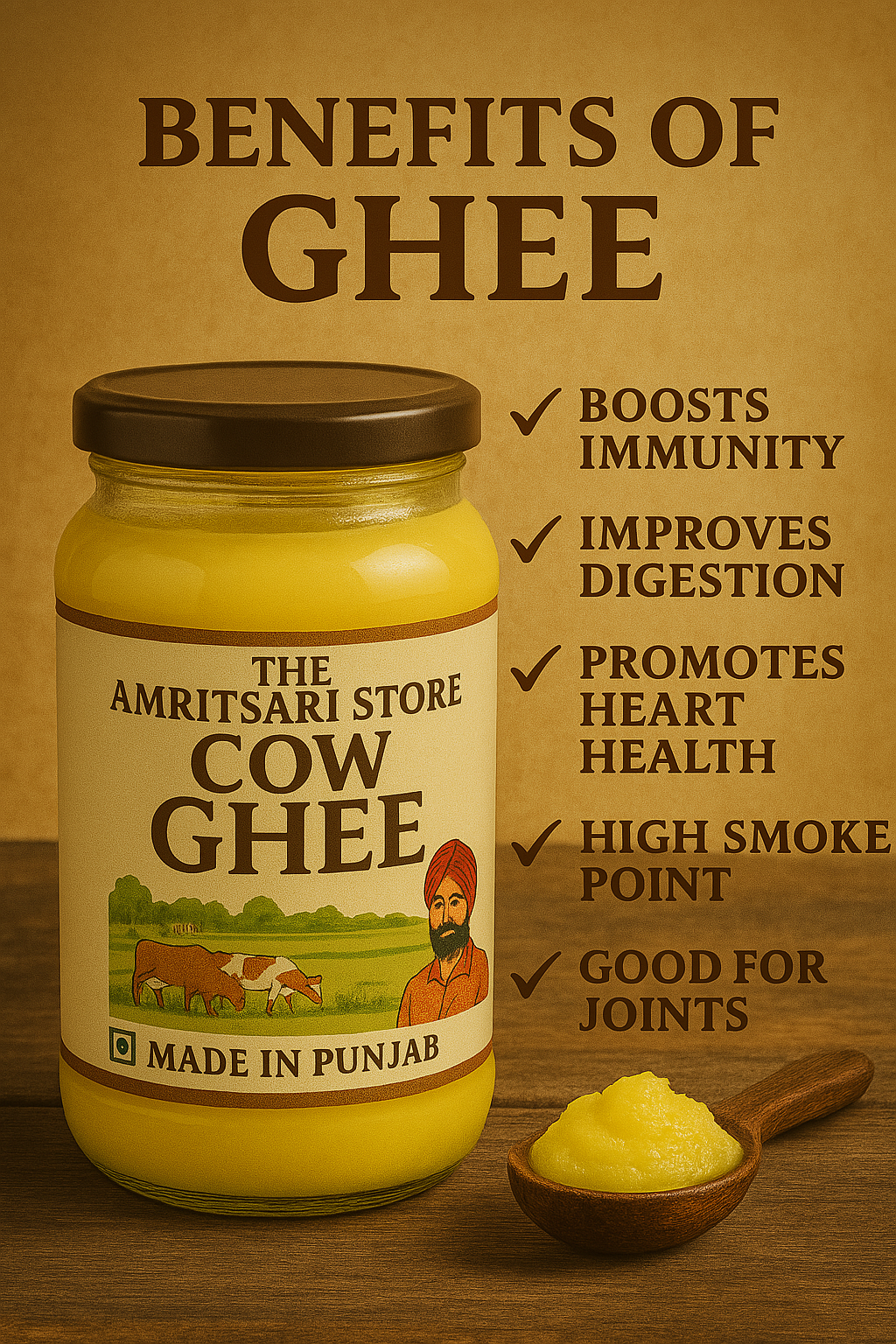 Punjabi A2 Gir Cow Ghee | Traditional Bilona Method | Grass-Fed, Pure Desi Ghee | Made in Punjab