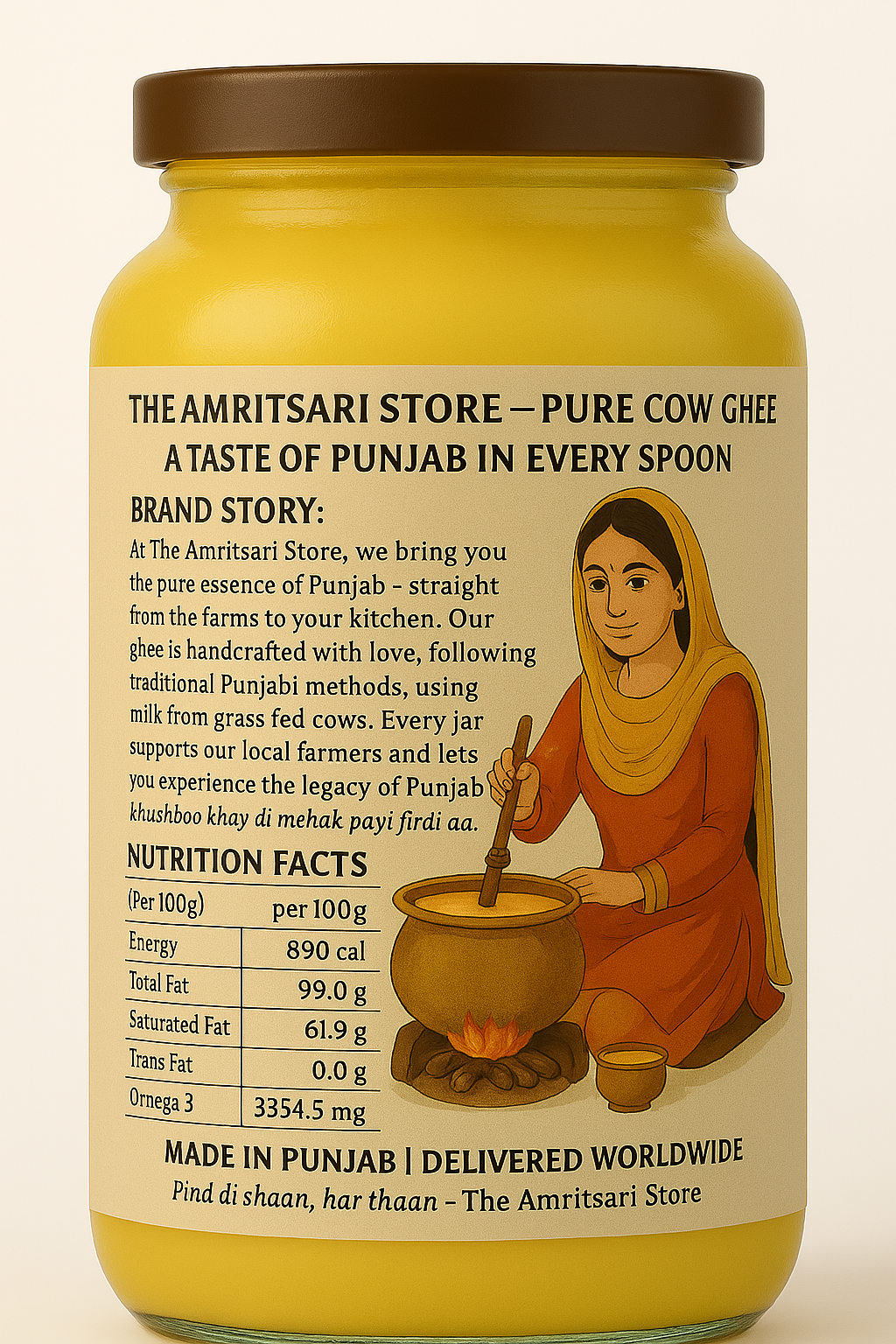 Punjabi A2 Gir Cow Ghee | Traditional Bilona Method | Grass-Fed, Pure Desi Ghee | Made in Punjab
