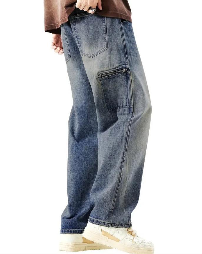Blue Relaxed Fit Baggy Jeans – Casual Comfort