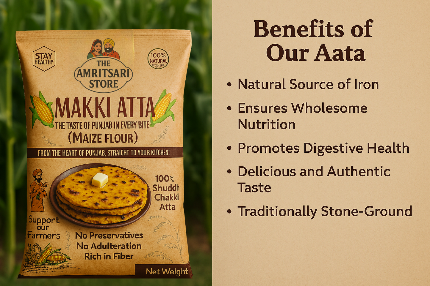 Punjabi Makki Da Aata - 100% Pure Maize Flour