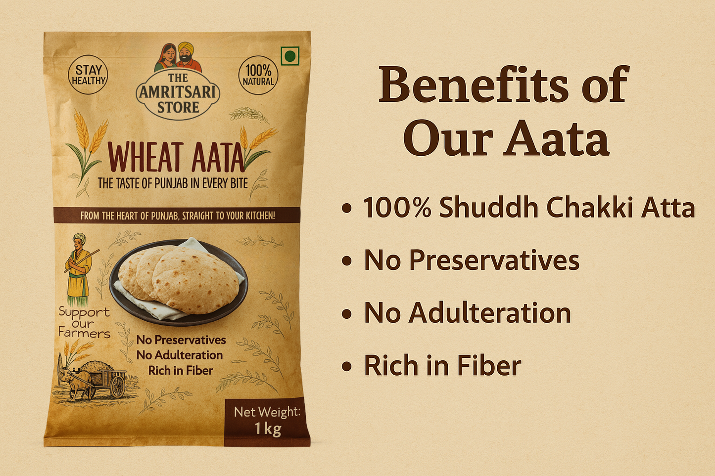 Punjabi Kanak Aata - 100% Pure Wheat Flour