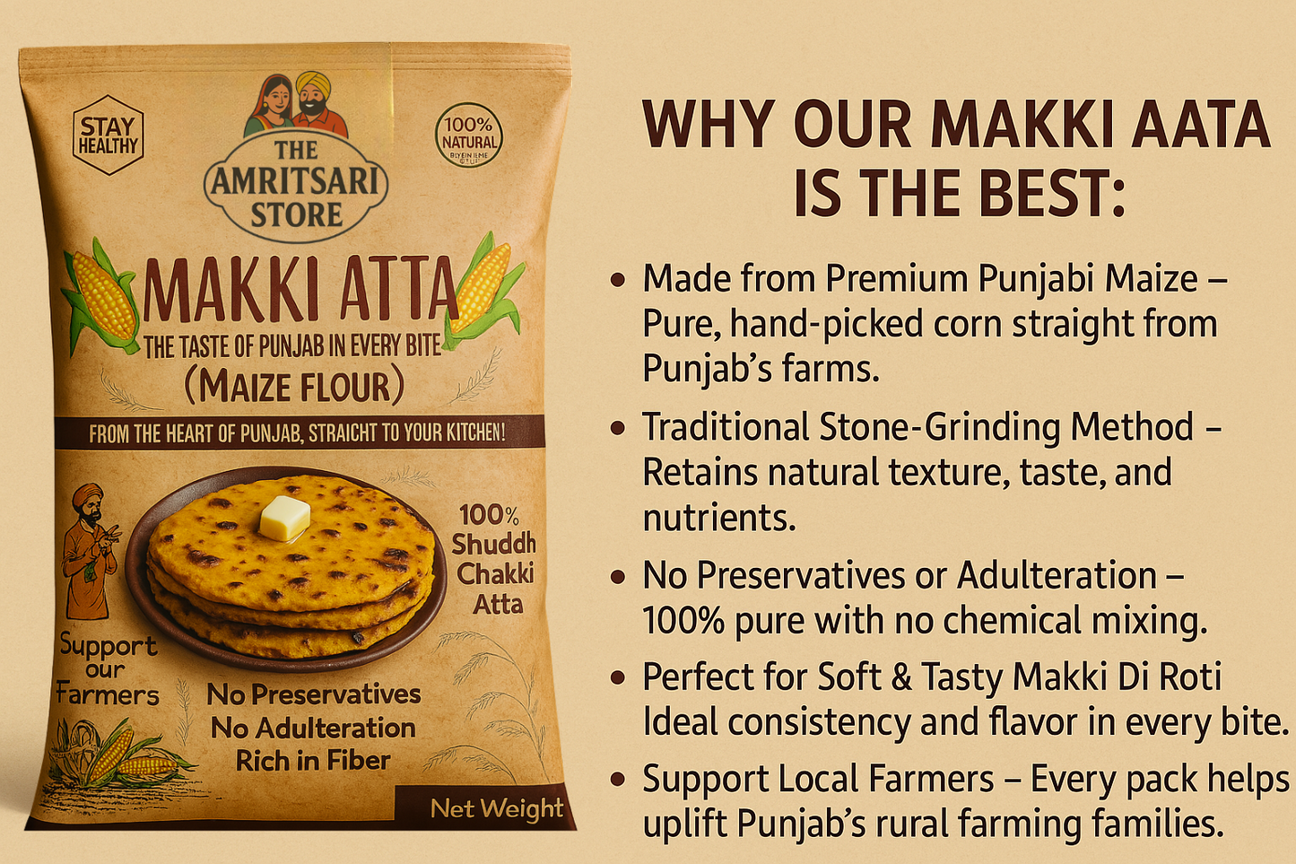Punjabi Makki Da Aata - 100% Pure Maize Flour