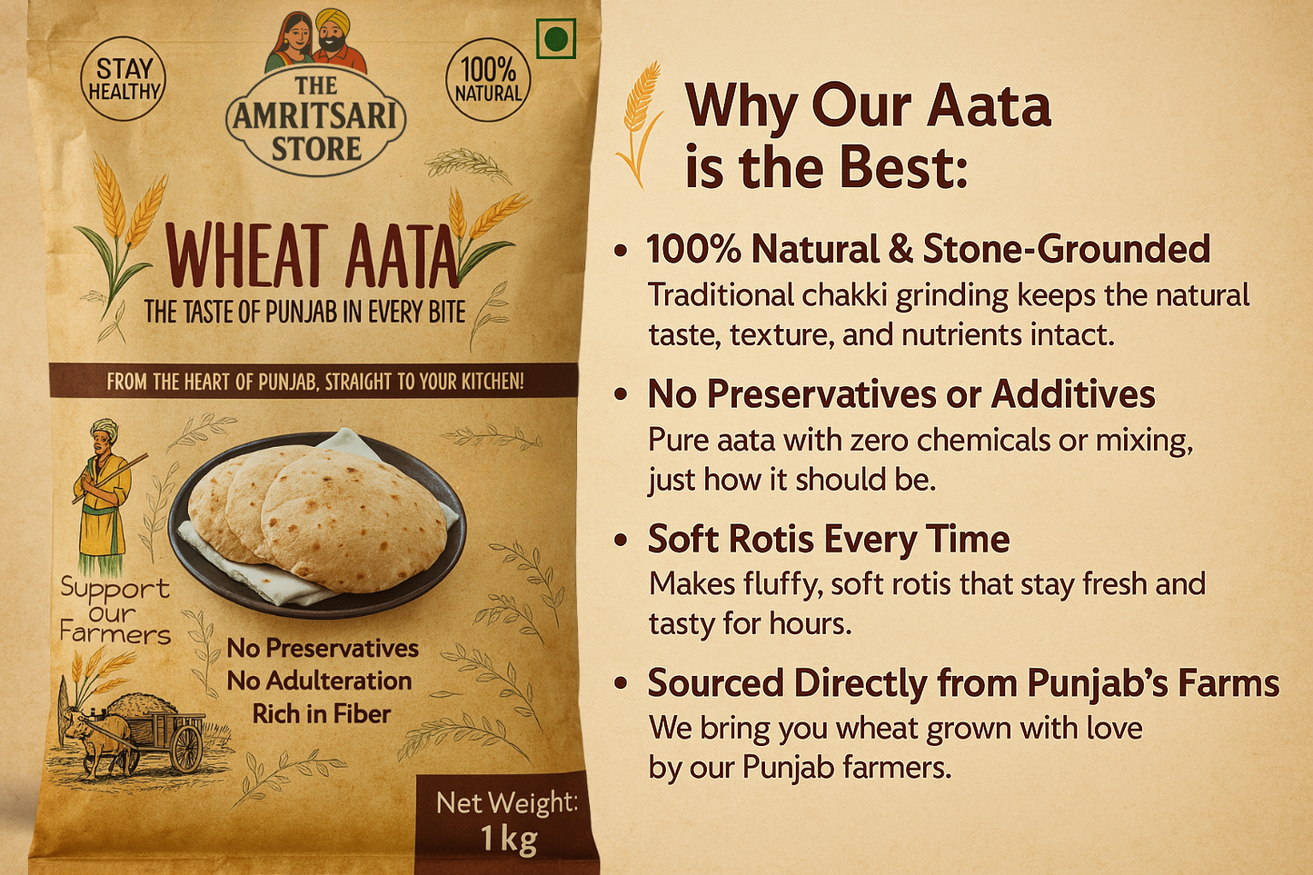 Punjabi Kanak Aata - 100% Pure Wheat Flour