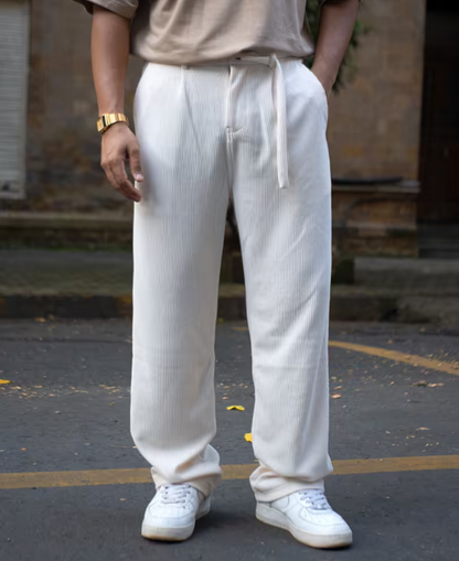 Cream Baggy Corduroy Pants – Relaxed & Trendy