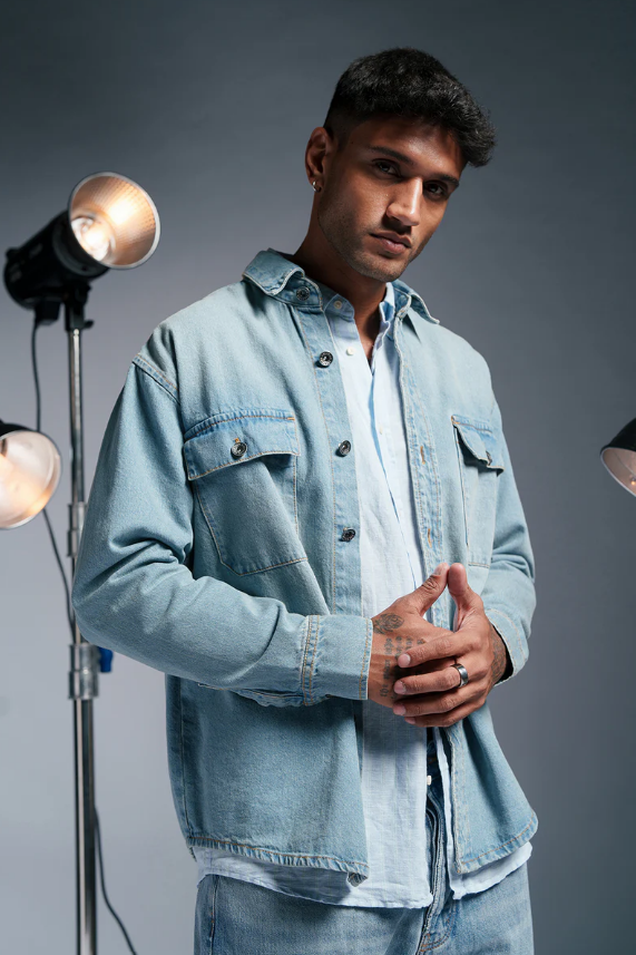 Skyline Men's Denim Shacket – Versatile & Contemporary