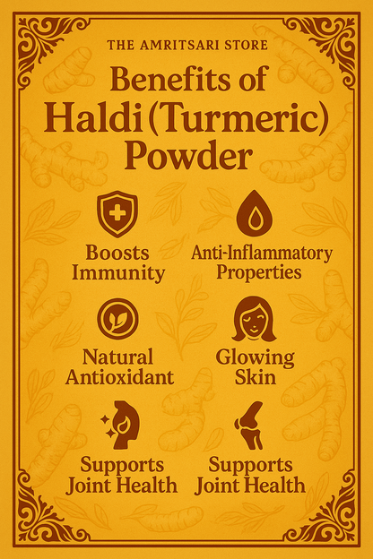 Turmeric Powder (Haldi) – Pure, Stone-Ground & Iron-Pounded | Antioxidant, Anti-Inflammatory | Chemical-Free | Made in Punjab
