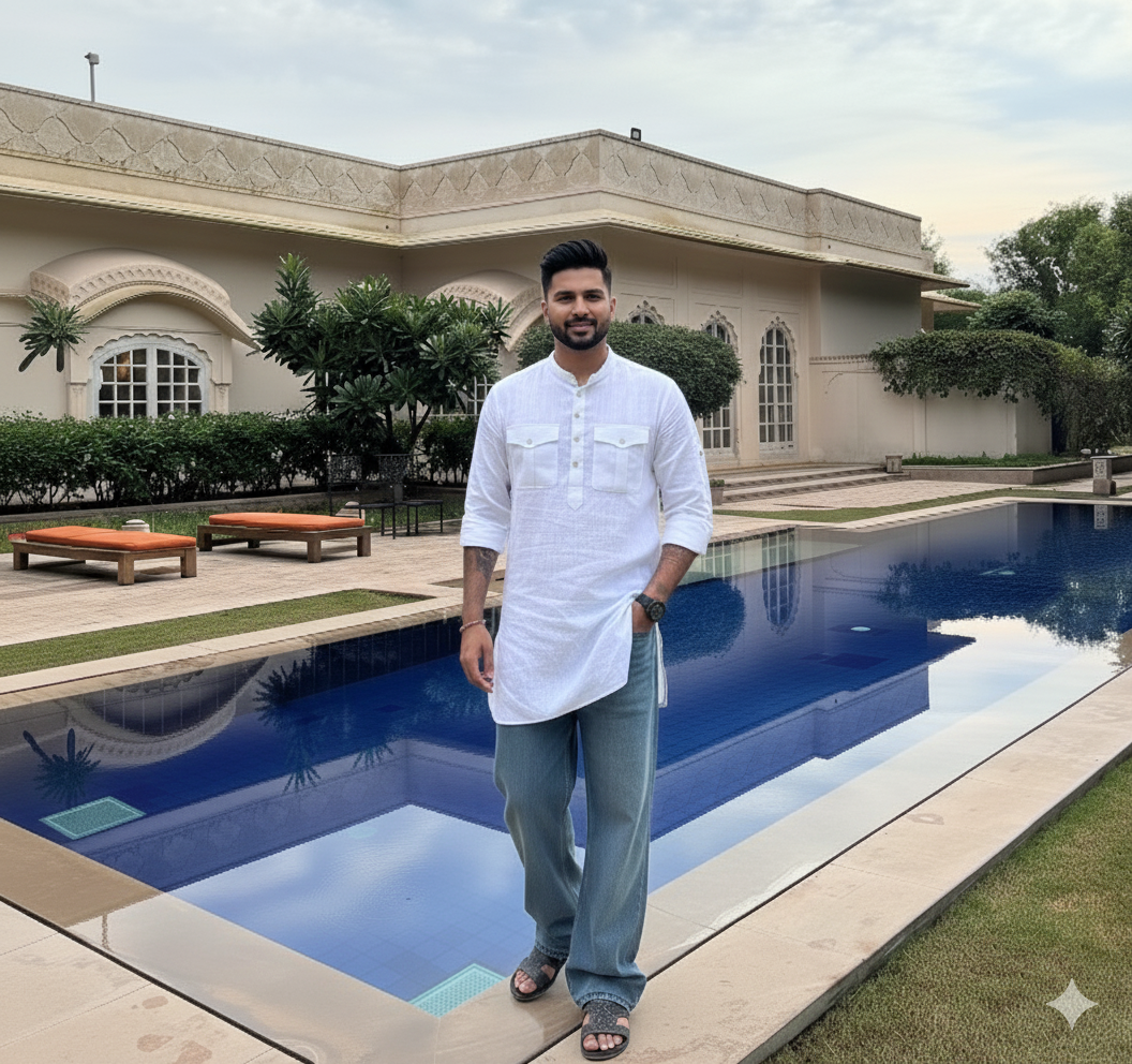 Punjabi White Linen Kurta for Men – Perfect with Jeans
