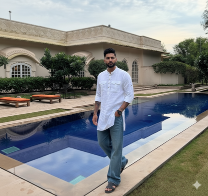 Punjabi White Linen Kurta for Men – Perfect with Jeans