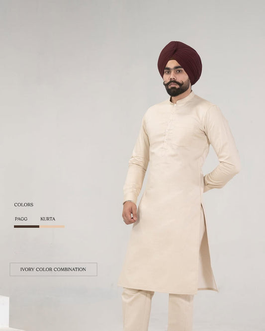 Ivory Kurta Pajama – Classic Elegance in Rich Cotton