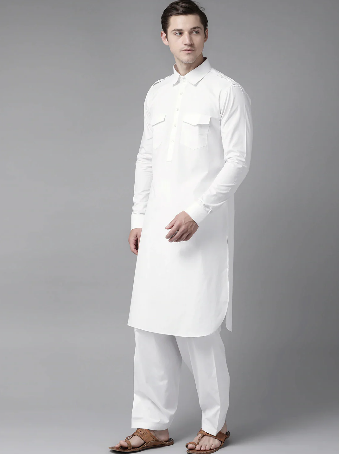White Kurta with Pathani Salwar | Punjabi Style