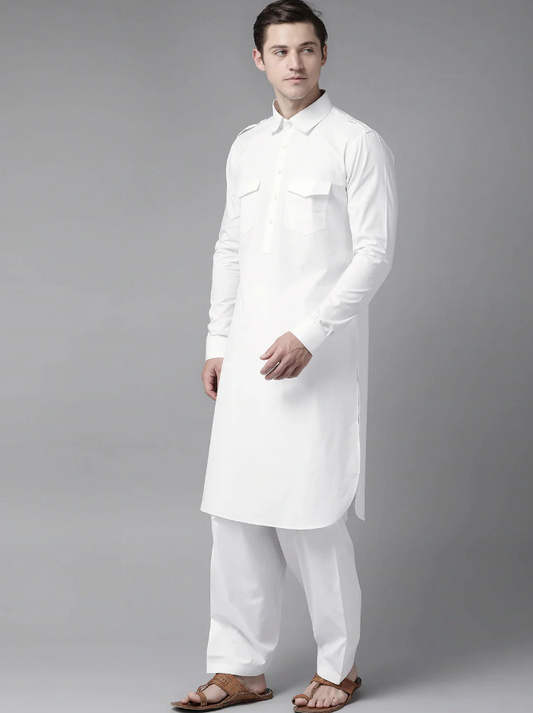 White Kurta with Pathani Salwar | Punjabi Style