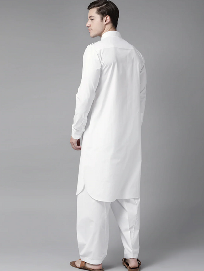 White Kurta with Pathani Salwar | Punjabi Style