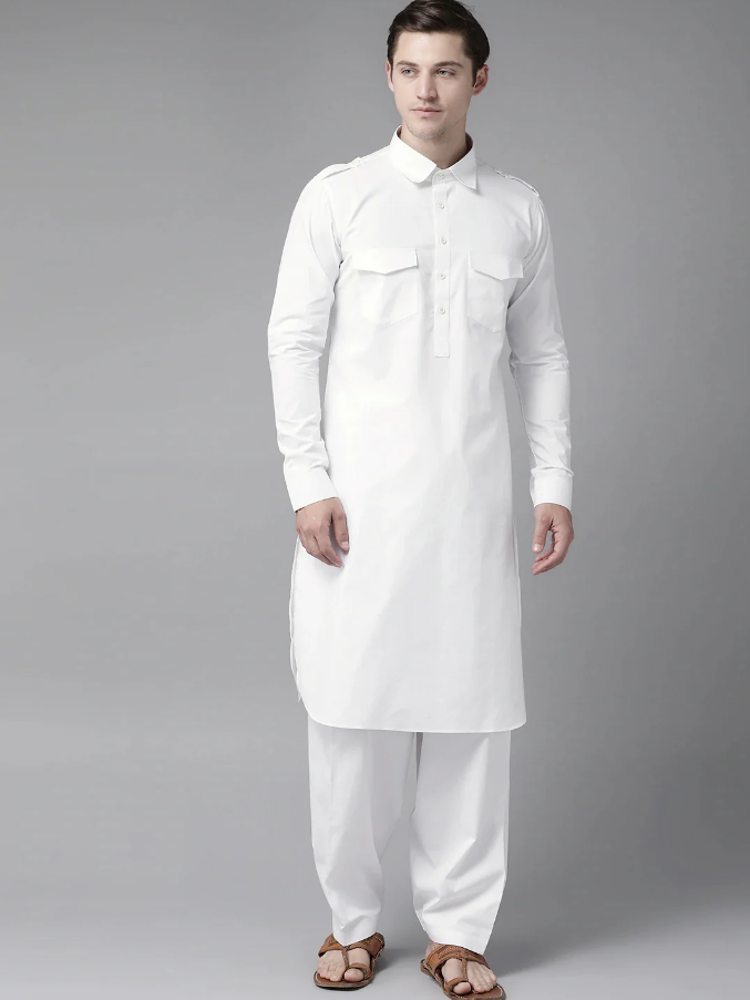 White Kurta with Pathani Salwar | Punjabi Style
