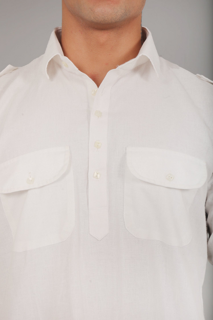 Pathani White Kurta with Pajama | Pure Punjabi Pathani Look