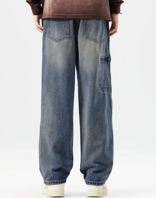 Blue Relaxed Fit Baggy Jeans – Casual Comfort