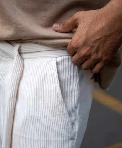 Cream Baggy Corduroy Pants – Relaxed & Trendy