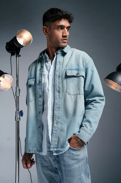 Skyline Men's Denim Shacket – Versatile & Contemporary
