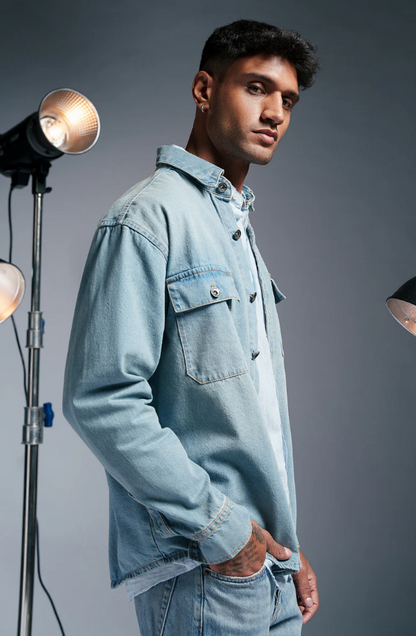 Skyline Men's Denim Shacket – Versatile & Contemporary
