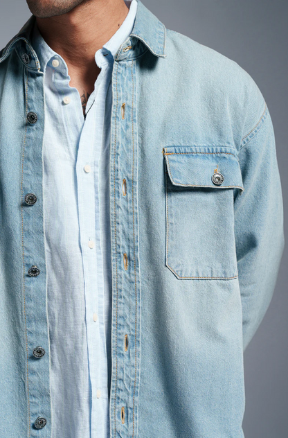 Skyline Men's Denim Shacket – Versatile & Contemporary