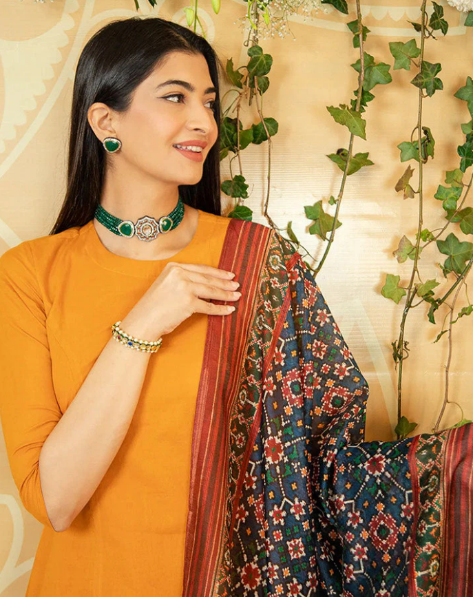 Mustard Kalamkari Suit Set – Artistic & Elegant