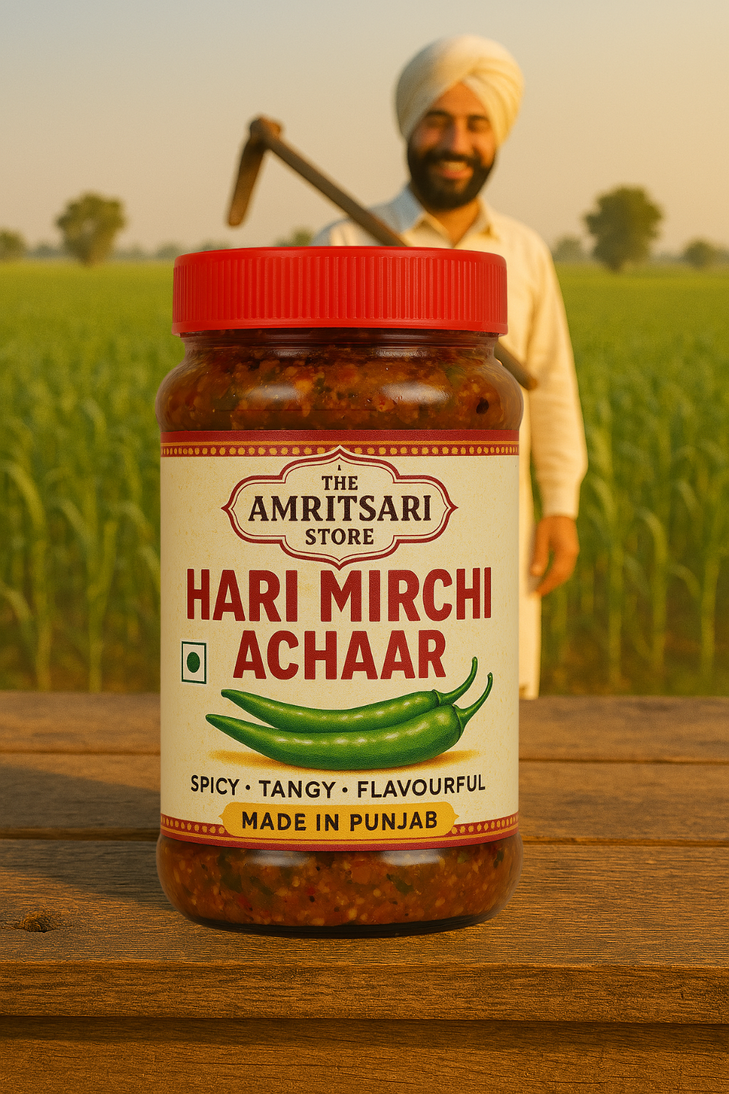 Green Chilli Pickle in Sarso Oil